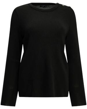 Saint James Button-Shoulder Elbow-Patch Sweater - Black