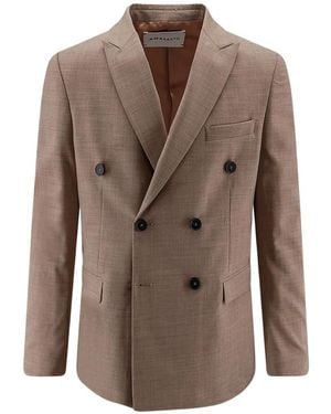 Amaranto Double-Breasted Peak-Lapel Blazer - Brown