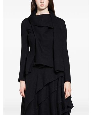 Yohji Yamamoto Stole-Detail Jacket - Black
