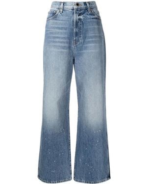 KHAITE Paint-Splatter Wide-Leg Jeans - Blue