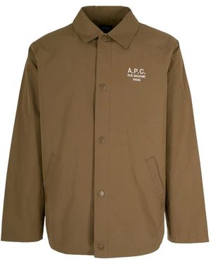 A.P.C. Buttoned Logo-Detail Shirt Jacket - Green