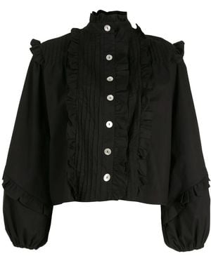 Olympiah Camicia Con Ruches Qora - Nero