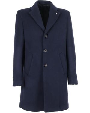 Brando Button-fastening Wool-blend Coat - ブルー