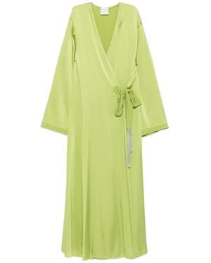 forte_forte V-Neck Midi Dress - Green