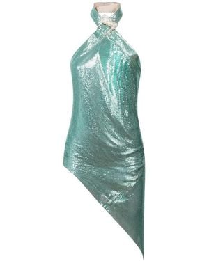 Poster Girl Asymmetric-Hem Halterneck Dress - Blue
