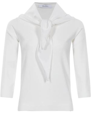 Max Mara Scarf-Detail Three-Quarter Sleeve Sweater - White
