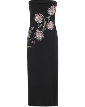 STAUD Brooke Dahlia Daydream Midi Dress - Black
