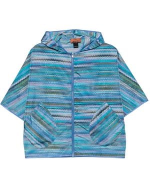 Missoni Zigzag-Print Hooded Jacket - Blue