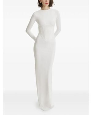 2310 STUDIO Maxikleid mit Corsage - Weiß