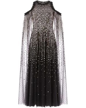 Needle & Thread Moonlight Cape-Detail Midi Dress - Black