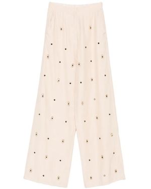 forte_forte Crystal-Embellished Palazzo Trousers - White