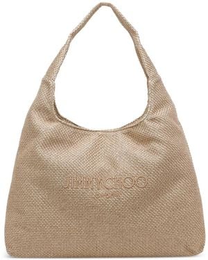 Jimmy Choo Diamond Raffia Shoulder Bag - Natural