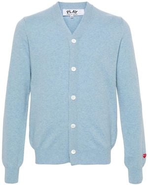 COMME DES GARÇONS PLAY Heart-Patch Wool Cardigan - Blue