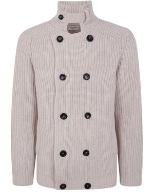Ballantyne Ribbed Wool Double-breasted Cardigan - グレー