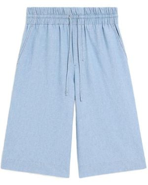 Ami Paris Cotton Elasticated Large Bermuda Shorts - Blue