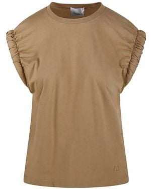 Nude Gathered Short-Sleeve T-Shirt - Brown