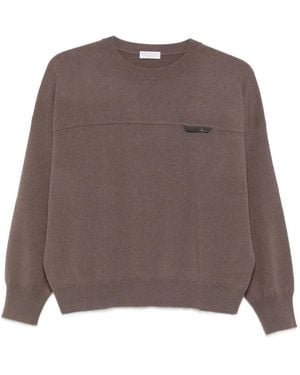 Brunello Cucinelli Pull À Empiècements Contrastants - Marron
