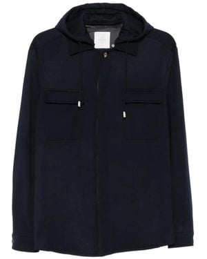 Eleventy Hooded Wool Jacket - Blue
