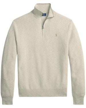Polo Ralph Lauren Mesh-Knit Quarter-Zip Jumper - White