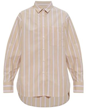 Lacoste Striped-Pattern Logo-Embroidered Shirt - Natural