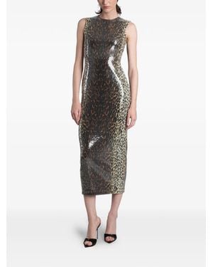 Alex Perry Sequin-Embellished Leopard-Print Midi Dress - Natural