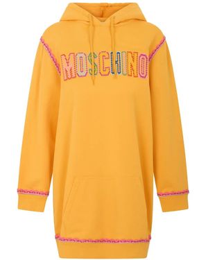 Moschino Logo-Embroidered Hooded Mini Dress - Orange