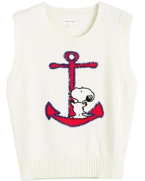 Chinti & Parker Snoopy-Intarsia Top - White