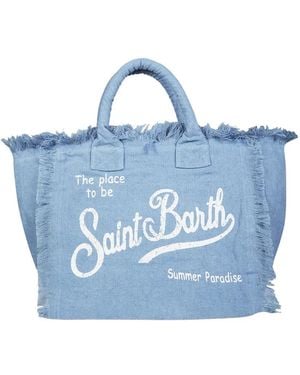 MC2 Saint Barth Vanity Frayed-Edge Tote Bag - Blue