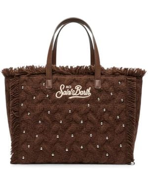 MC2 Saint Barth Colette Studded Fringed Tote Bag - Brown