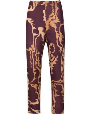 Lenny Niemeyer Abstract-Print Silk Trousers - Red
