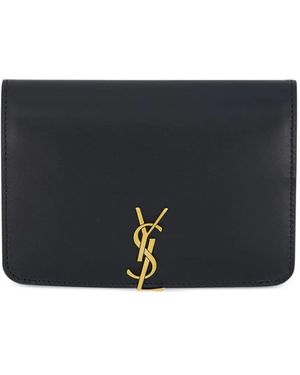 Saint Laurent Voltaire Leather Passport Holder - Blue