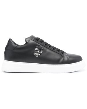 Philipp Plein Skull-Plaque Low-Top Sneakers - Black