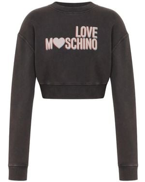 Love Moschino Printed Cotton Crop Sweatshirt - Black