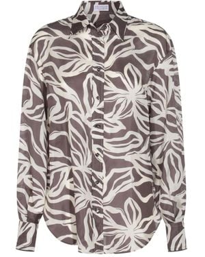 Brunello Cucinelli Floral-print shirt - Grau