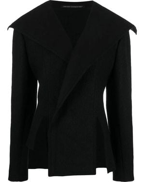 Yohji Yamamoto Sailor-Collar Slit-Detail Jacket - Black
