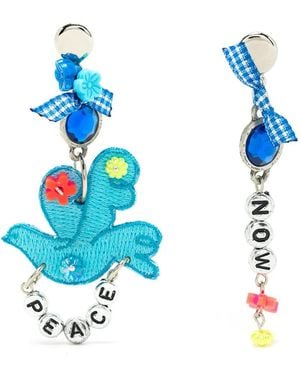 Amir Slama Peace Now Earrings - Blue