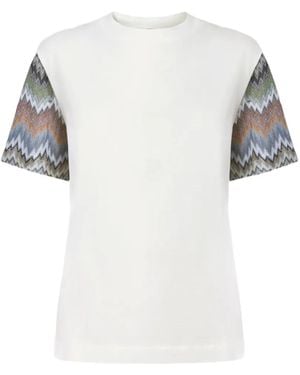 Missoni Zigzag-Sleeve Crew-Neck T-Shirt - White