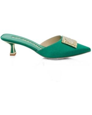 Kat Maconie Rosemin Logo-Plaque Mules - Green