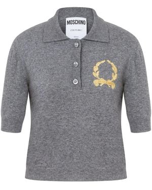 Moschino Embroidered Polo Shirt - Grey