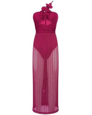 PATBO Robe Mi-Longue Petal Sheen À Appliqué Floral Et À Une Bretelle - Pink