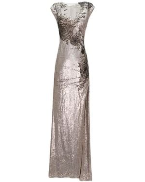 Gemy Maalouf Embroidered Maxi Dress - Grey