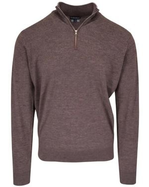 Peter Millar Quarter-Zip Sweater - Brown