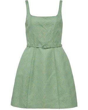 Alexia Geometric-Patterned Belted Dress - Green