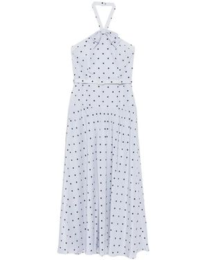 Alessandra Rich Polka-Dot Halter-Neck Midi Dress - White