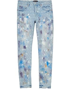 Purple Brand Paint Over Jacquard Jeans - Blue