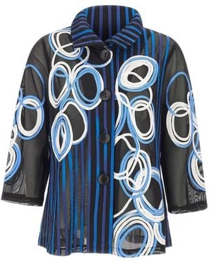 Joseph Ribkoff Embroidered Sheer Blazer - Blue