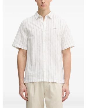 Guess Camicia A Righe A Maniche Corte - Bianco