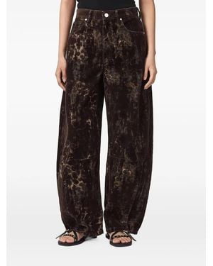 AllSaints Leopard-Print Wide-Leg Jeans - Black