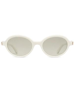 Furla Round-Frame Logo-Engraved Sunglasses - White