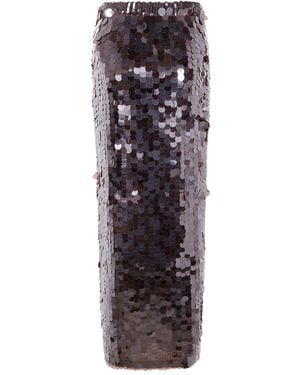 P.A.R.O.S.H. Sequin-Embellished Split Skirt - Brown
